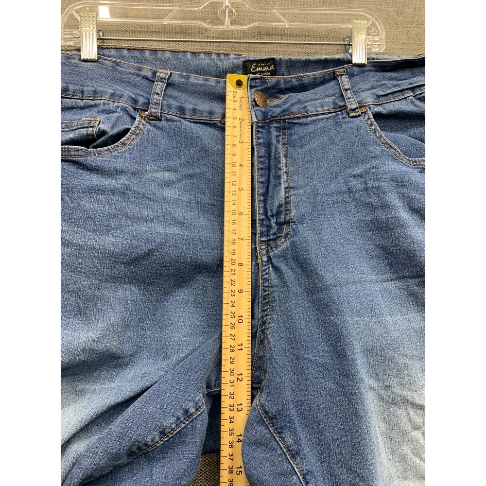Simply Emma Capri Jeans Womens 20W Blue Denim Faded Cotton Stretch High Waisted - Picture 7 of 16